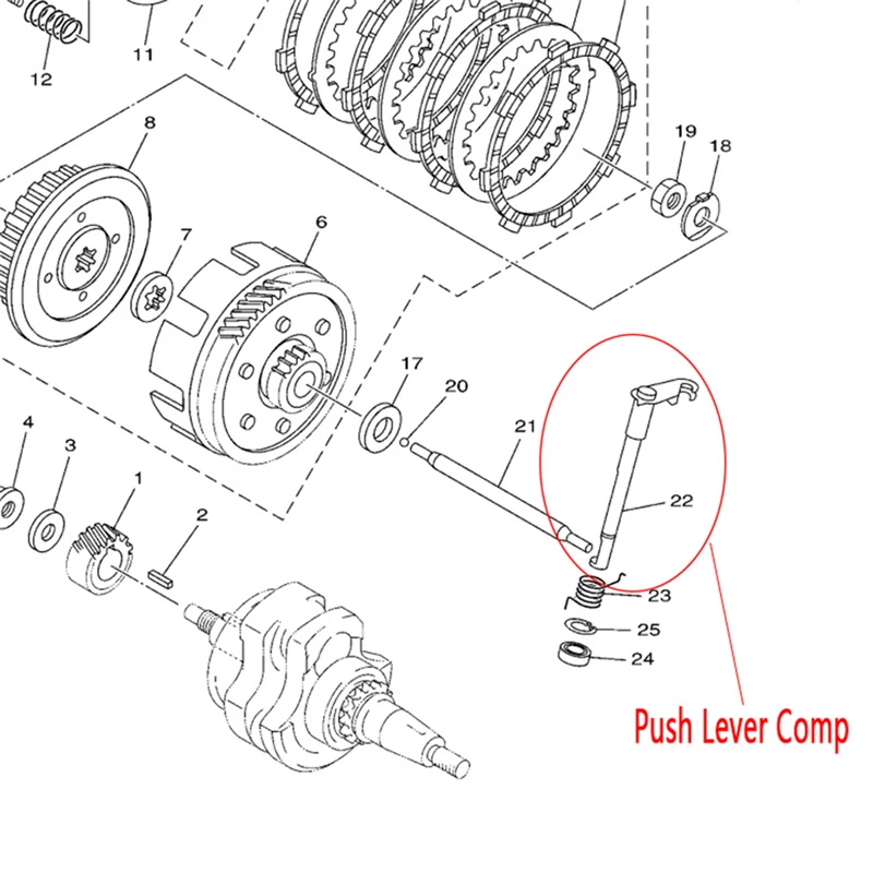 S2R Motorcycle Clutch Push Lever Comp for YAMAHA YBR125 YBR YB 125 Engine Clutch Swing Rocker Arm Shaft Spare Parts