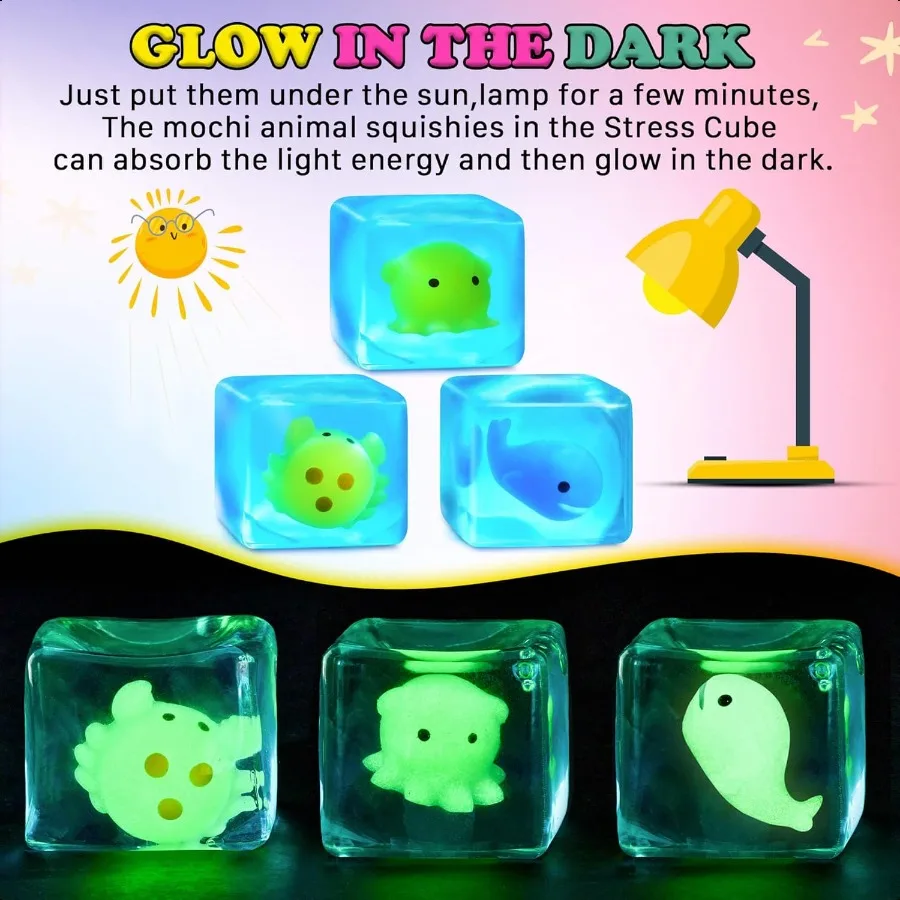 Squishy Str Cube Fidget Toys Adults Glow in The Dark Sensory Toys for with Autism Str Balls for Squeeze Toys for Anxiety Str Re