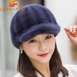 Real Mink Fur Hat Winter Women Keep Warm 100% Genuine Mink Fur Hats Natural Quality Female Fashion Mink Fur Cap Lady Outdoor Cap