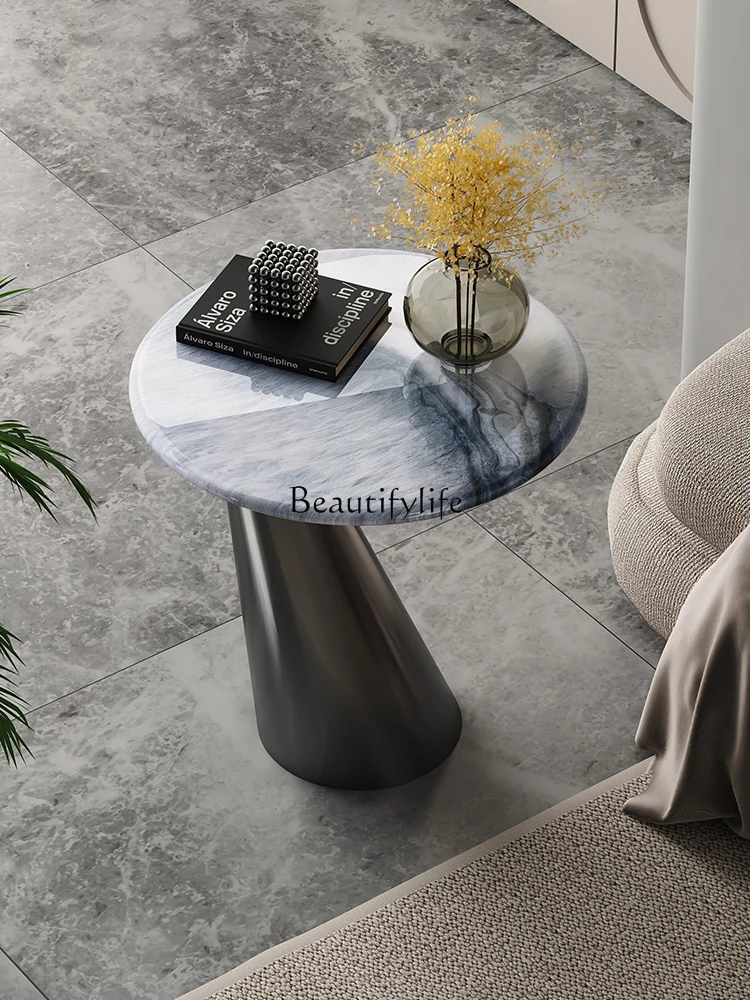 

Italian minimalist microcrystalline stone sofa edge a few light luxury high-end light luxury marble rounded corners a few