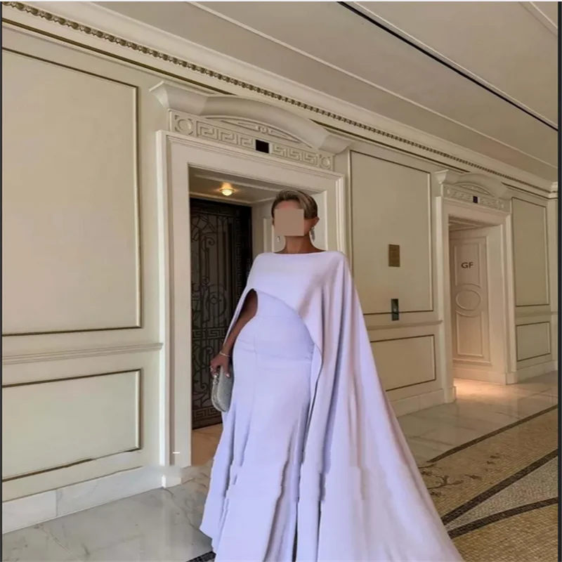 Arabisches Abendkleid, O-Ausschnitt, Abendkleid, maßgeschneidert, dehnbar, Satin, Flügelärmel, elegantes Hochzeitskleid, Meerjungfrau-Roben de Soirée