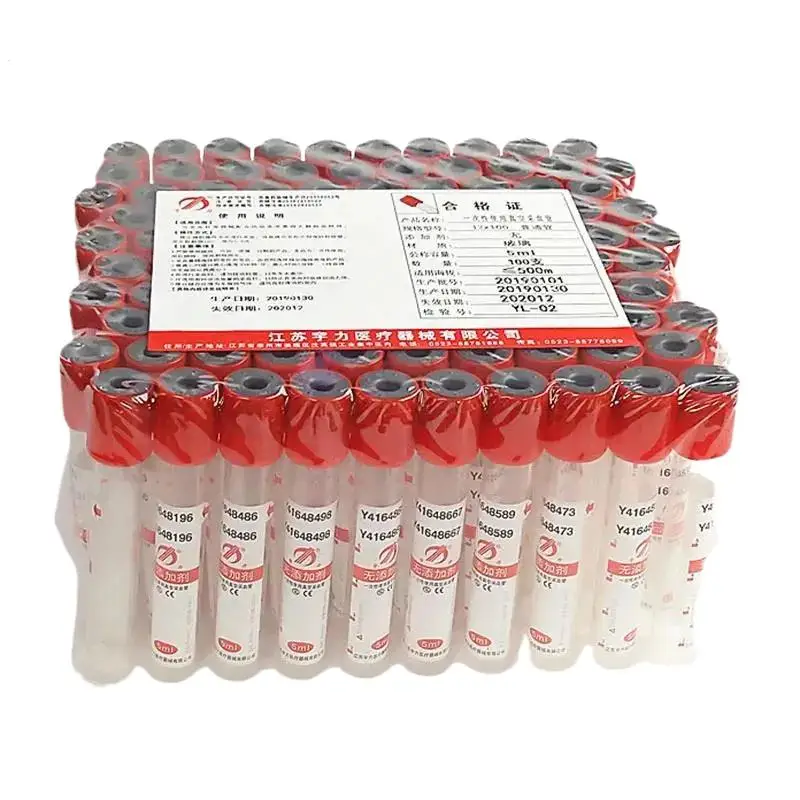 100 peças 3/5ml/10ml tubo de coleta de sangue médico sem tubo de centrífuga adicional tubo de vidro por uma vez