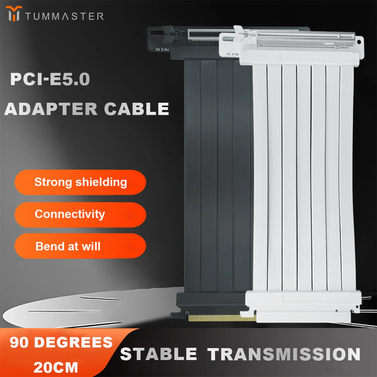 TUMMASTER PCI-E5.0 Computer Graphics Card Adapter Cable 90 Degree 20CM Stable Transmission GPU Graphics Card Extension Cable