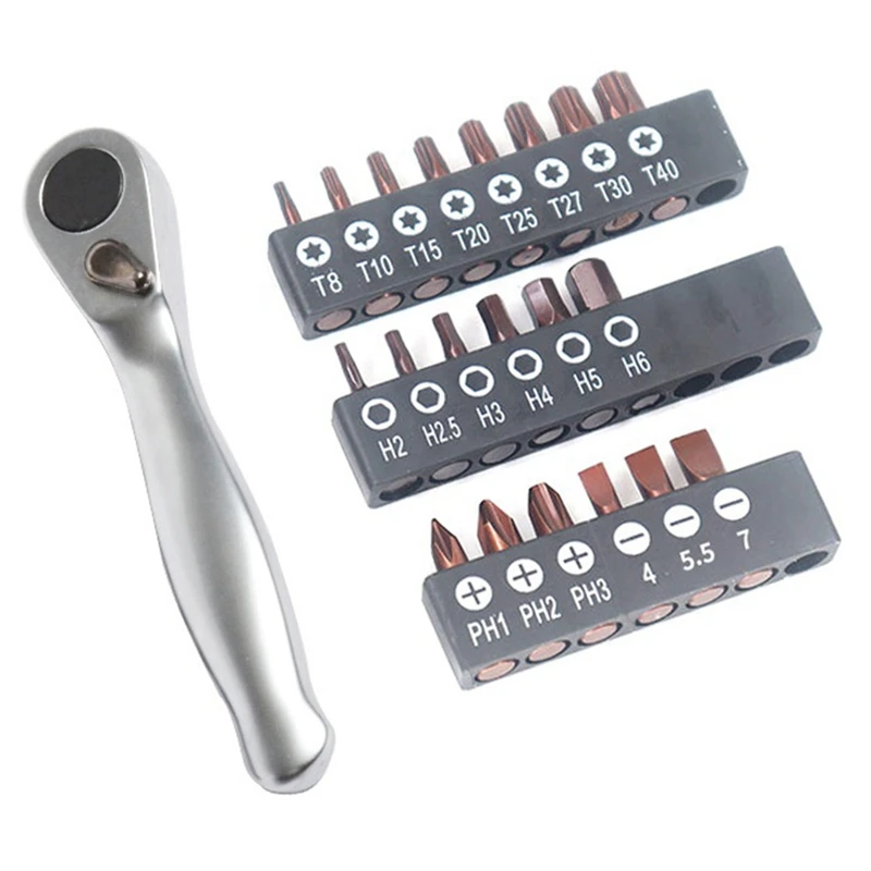 

AD33 HOT Мини-колесной ключ 1/4 Положительная и обратная быстрая отвертка, многофункциональный набор с внутренним шестиугольным цветом сливы