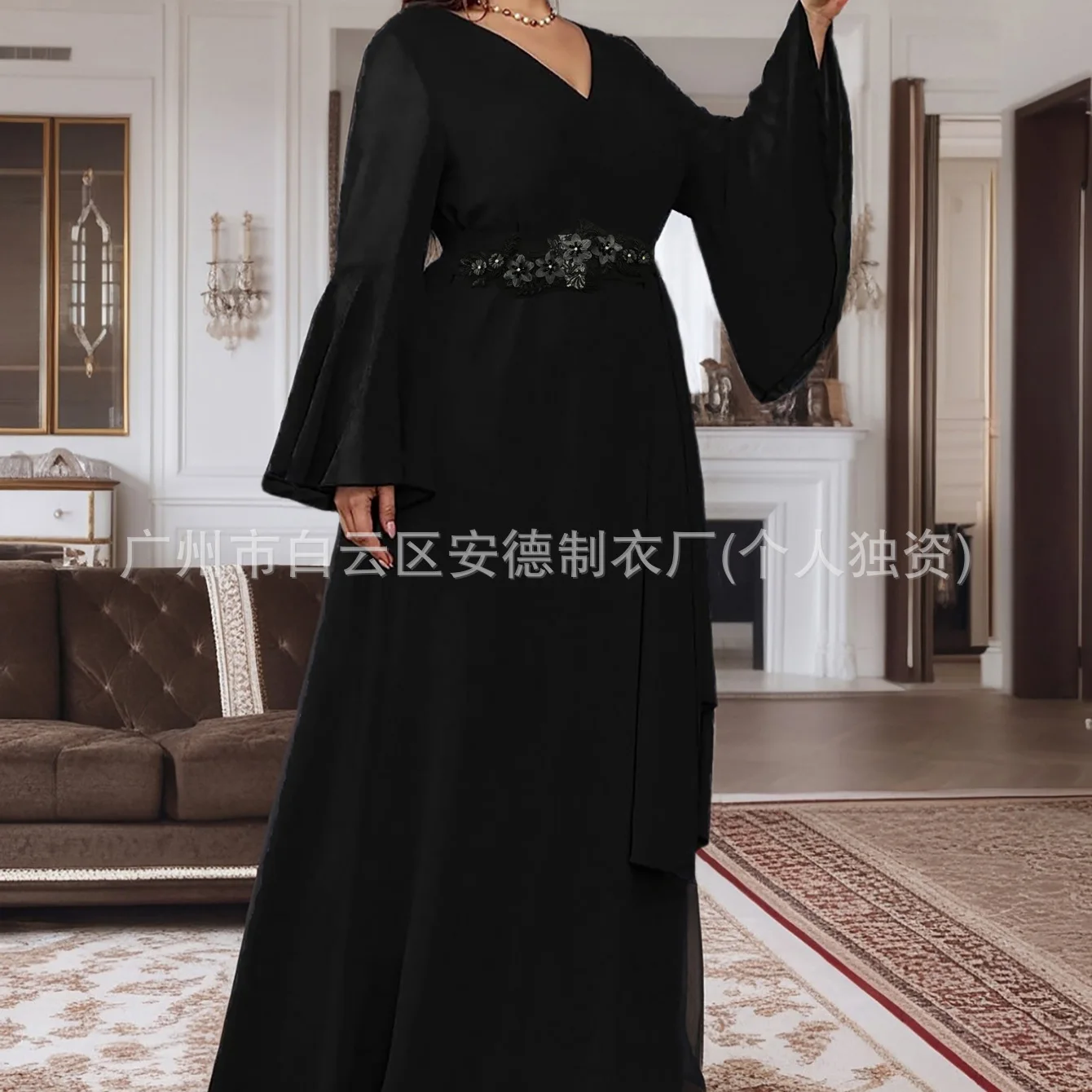 

Plus Size Women's Fashion Elegant Mature Appliqué Chiffon Long Dress Wedding Ins New Style Party Summer Elegantes Casual Y2k
