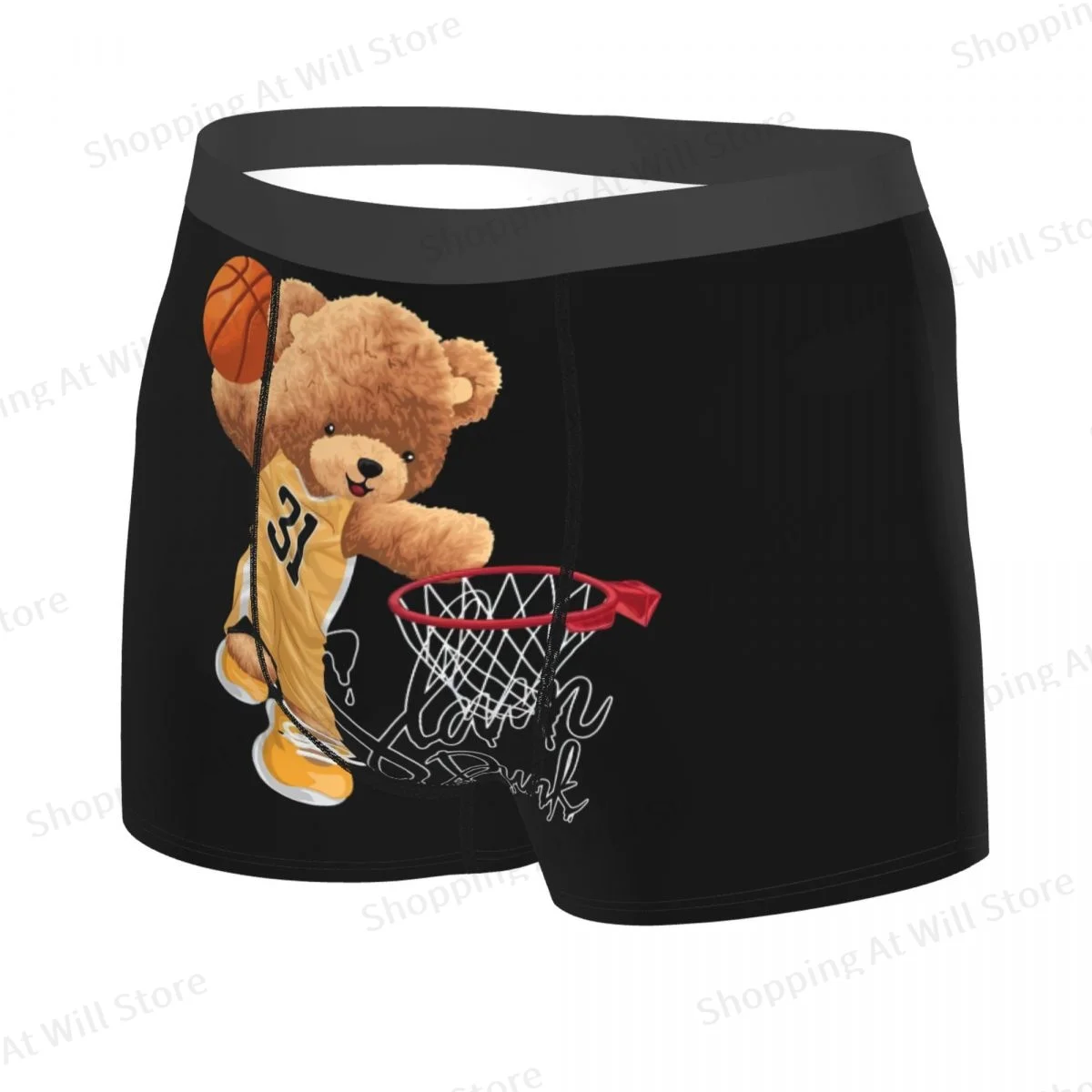 Teddy Bear In Basketball Game Men Boxer Briefs Highly Breathable Underwear High Quality Print Shorts Birthday Gifts