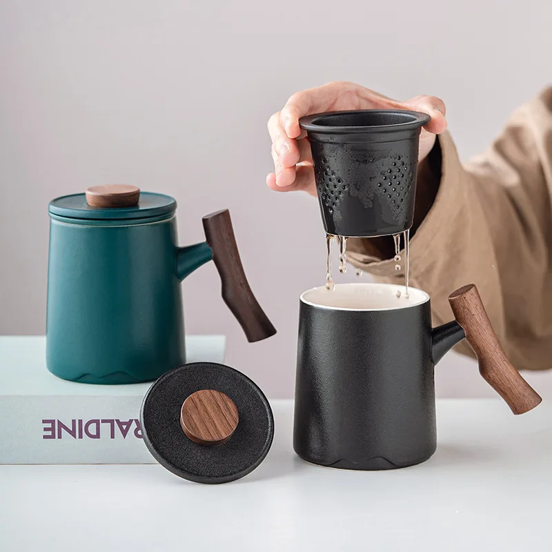 

Ceramic Office Separation Men S And Women Personal Cup With Filter Tea Leakage Mug Engraved Lettering