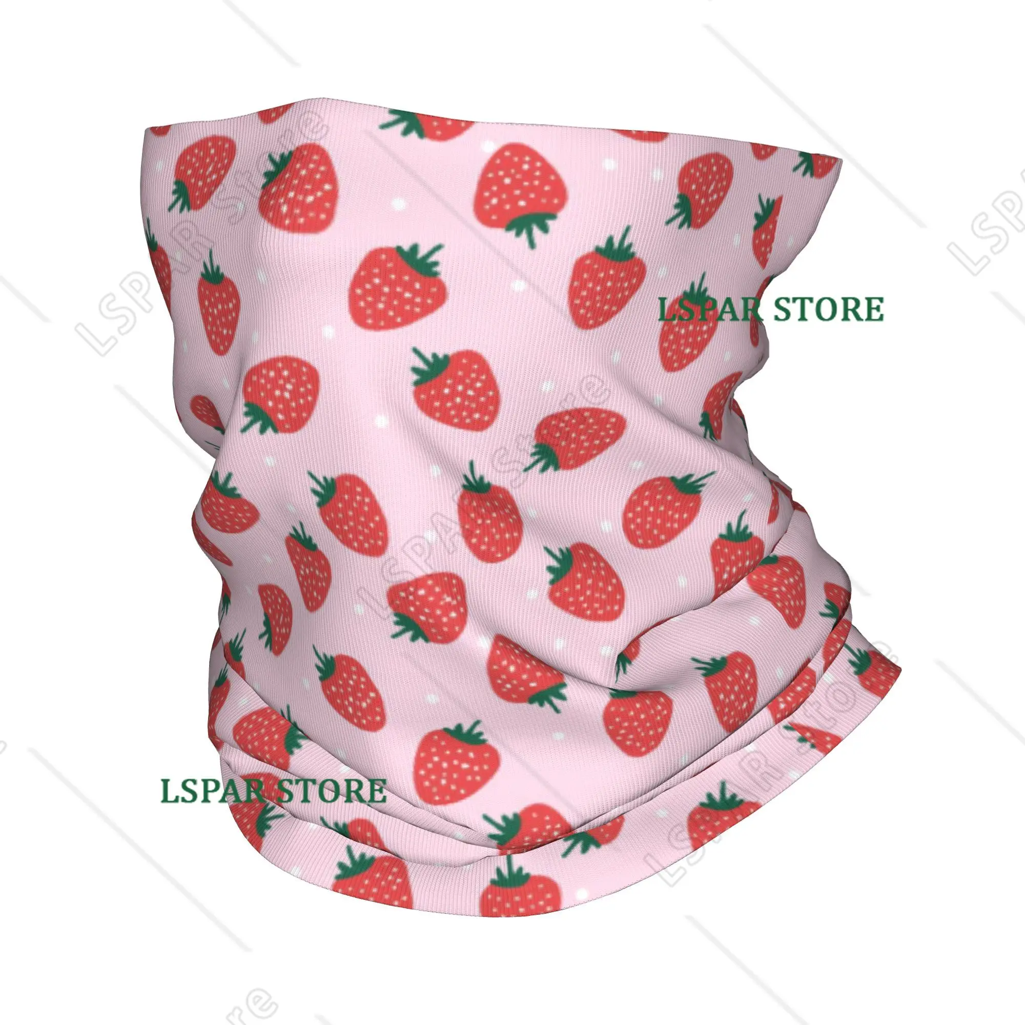 Fruit and Strawberry Printed Headscarf Style Neck Cover Face Mask Headwear Windproof Running Headwear for Men and Women Adults