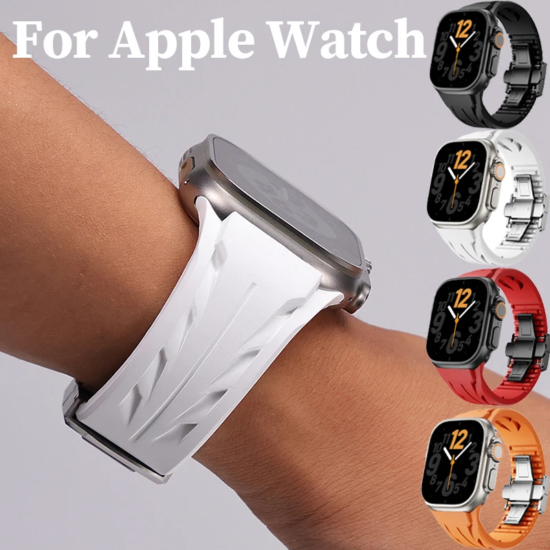 

Ultra Silicone Cut To Size Band for Apple Watch 46 45mm 44 42mm Premium Bracelet for Iwatch Ultra2 1 49 Series 10 9 8 7 Se 6 5 4