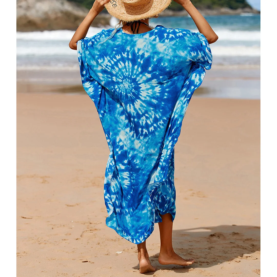 Sexy Tunika mit Zebra-Muster und V-Ausschnitt, Strandkleid, Strandmode, langes Strandkleid für Damen, V4159 – Detail 40