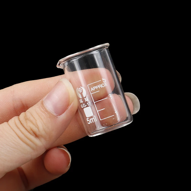 New 5Pcs Capacity 5ml Low Form Beaker Chemistry Laboratory Transparent Beaker