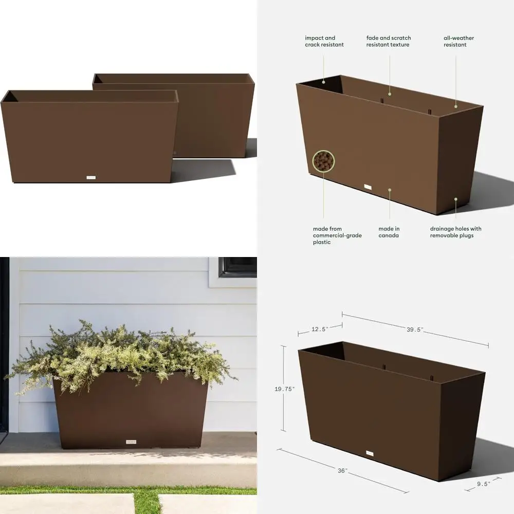 

Большой прямоугольный кашпо для улицы/в помещении — прочный, устойчивый к атмосферным воздействиям, для террасов и крыльев | Зелень в стиле Мидори Contai