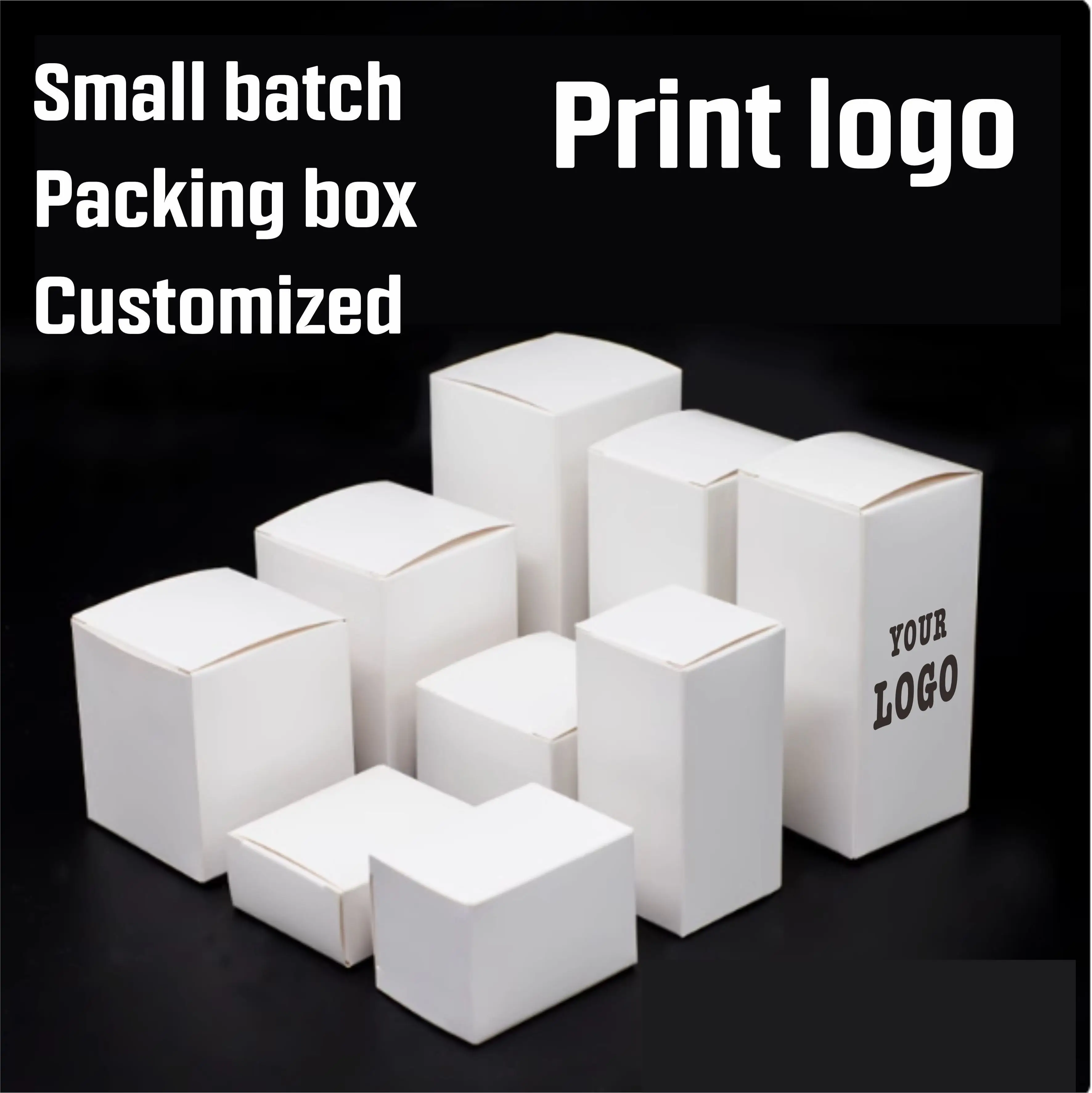 White cardboard box printing logo small batch design customized cosmetics color box product packaging box production