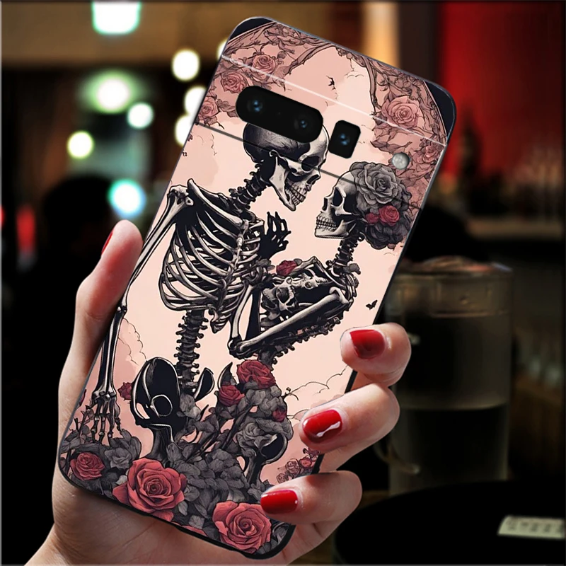 

Skeleton in flowers Phone Case For Google Pixel 10 9 Pro XL 9A 8 7 6 Pro Pixel 8A 7A 6A Pixel 8 7 6 5