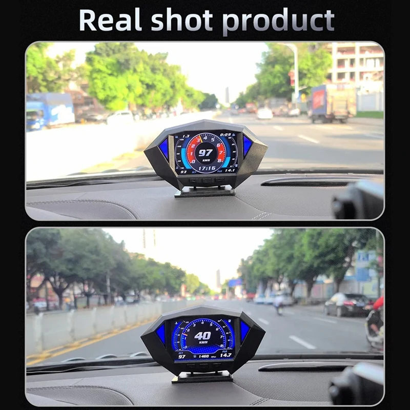 P1 Car Heads Up Display OBD2 GPS Auto On-Board Computer Security Alarm Water Temp Fuel Consumption HUD Inclinometer