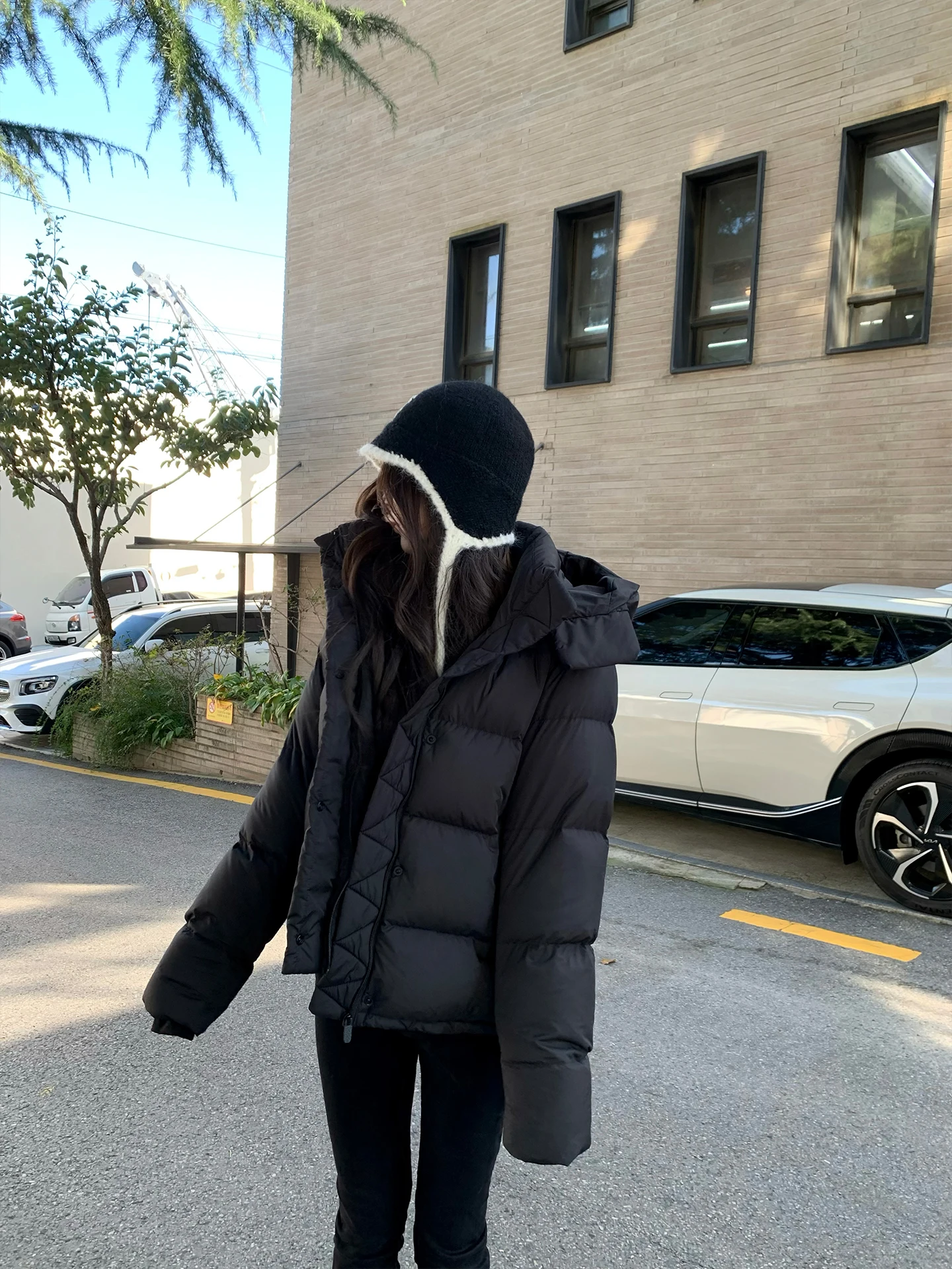 

Gyo 90 White Du down Jaet Loose Fit Hooded Poly Fiber Warmth Thiened Long Sve Zipper Closure Winter Coat