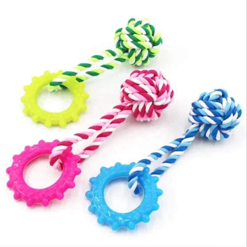 

Pet Dog Cat Toys Cotton Rope Knot Puppy Chew Teething Toys For Medium large Dogs Pet Playing Ball Teeth CleaningTrainingToy