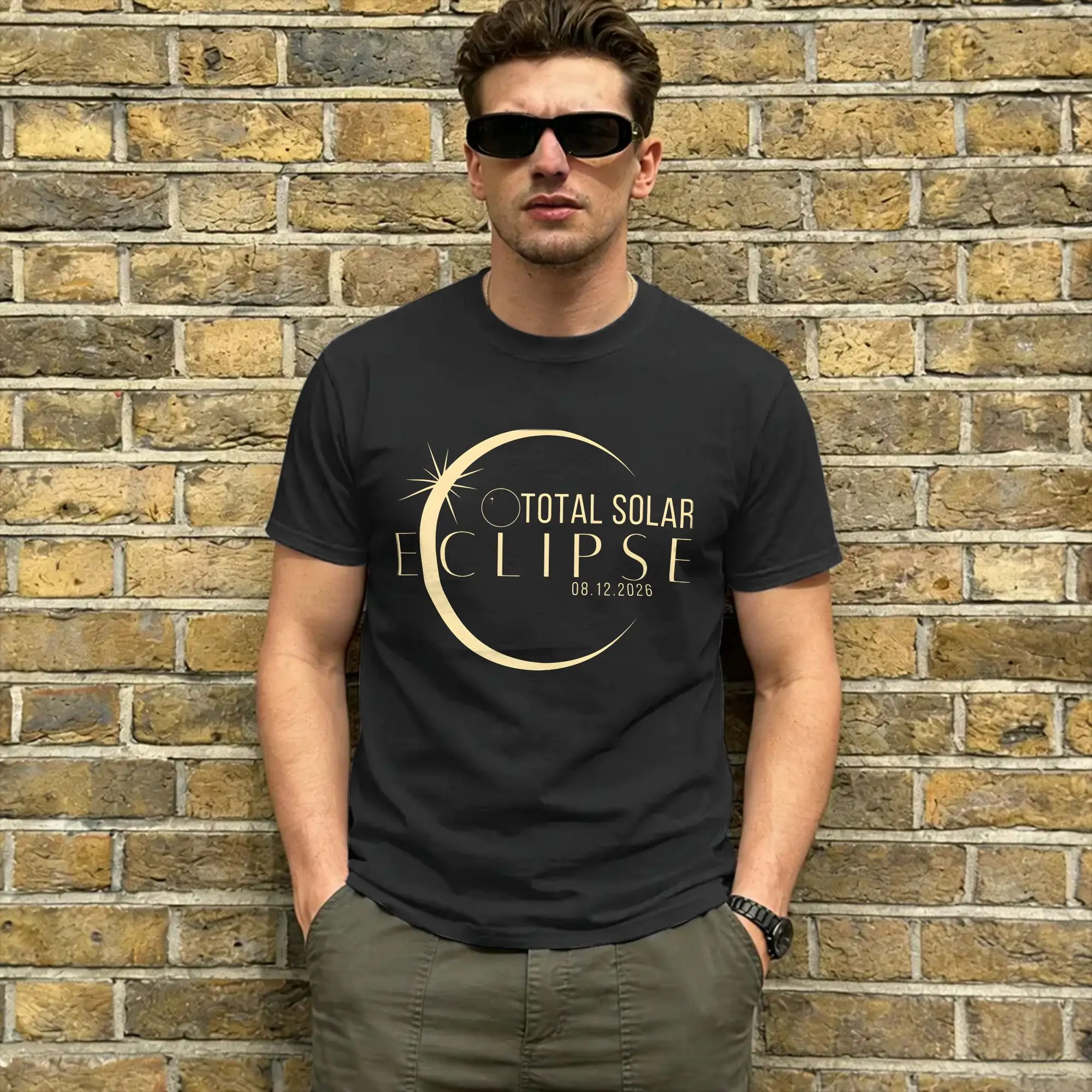 Iceland Total Solar Eclipse August 2026  Men's T Shirt  Leisure Tee Shirt Short Sleeve Crewneck T-Shirt Pure Cotton Tops