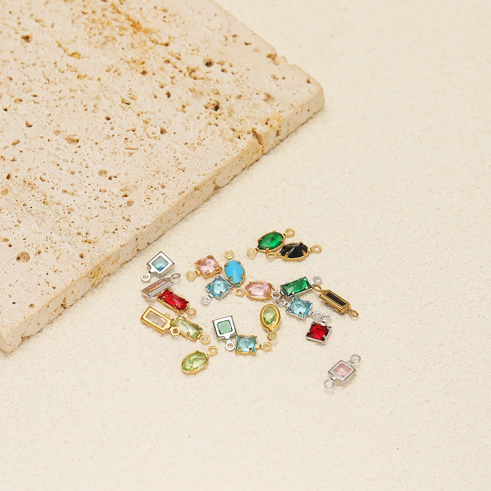 20 Stück Edelstahl-Kristallglas-Anhänger, ovale und rechteckige Charms für DIY-Schmuckherstellung, Ohrringe, Halsketten, Accessoires für Frauen – Detail 5