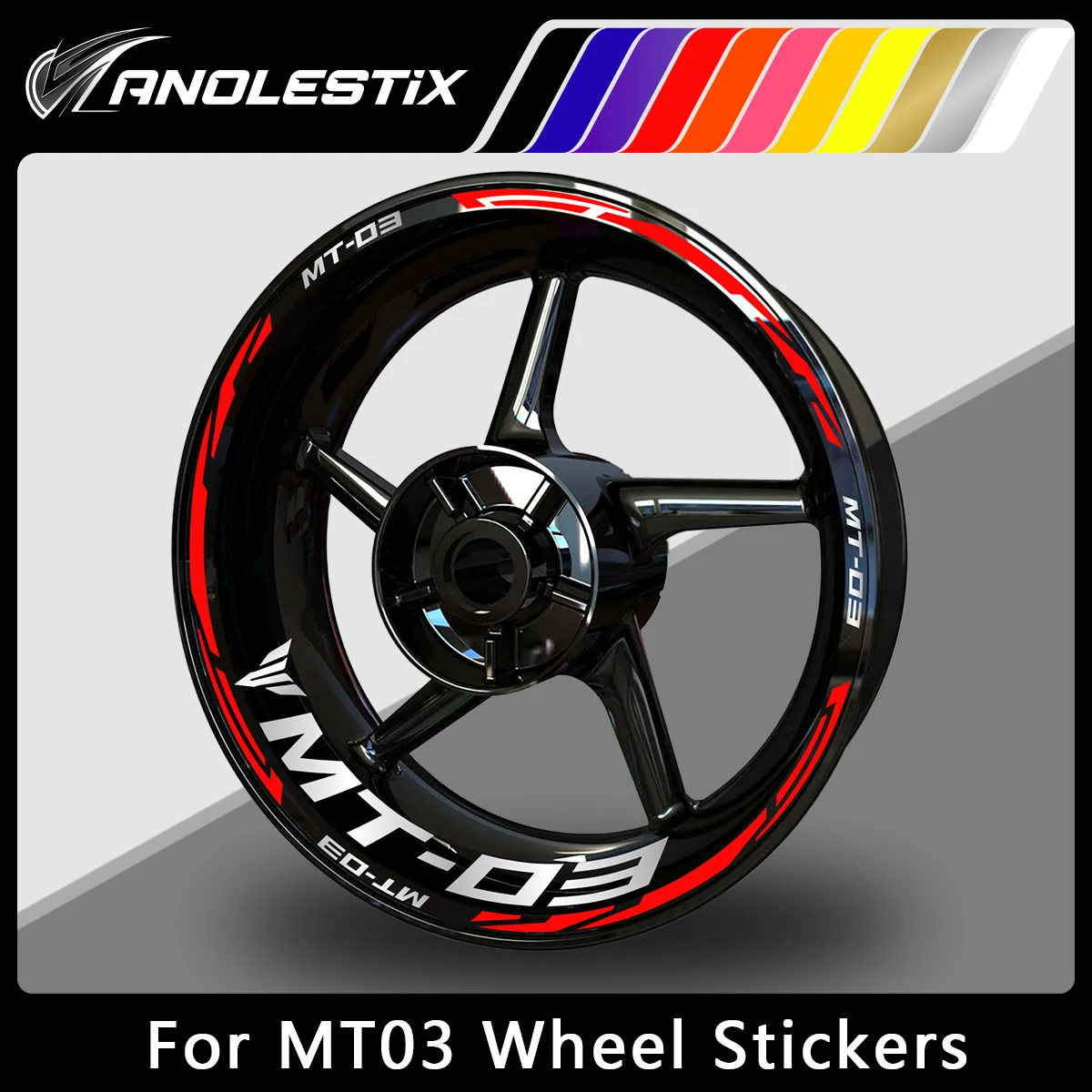 

AnoleStix Reflective Motorcycle Wheel Sticker Hub Decal Rim Stripe Tape For YAMAHA MT-03 MT03