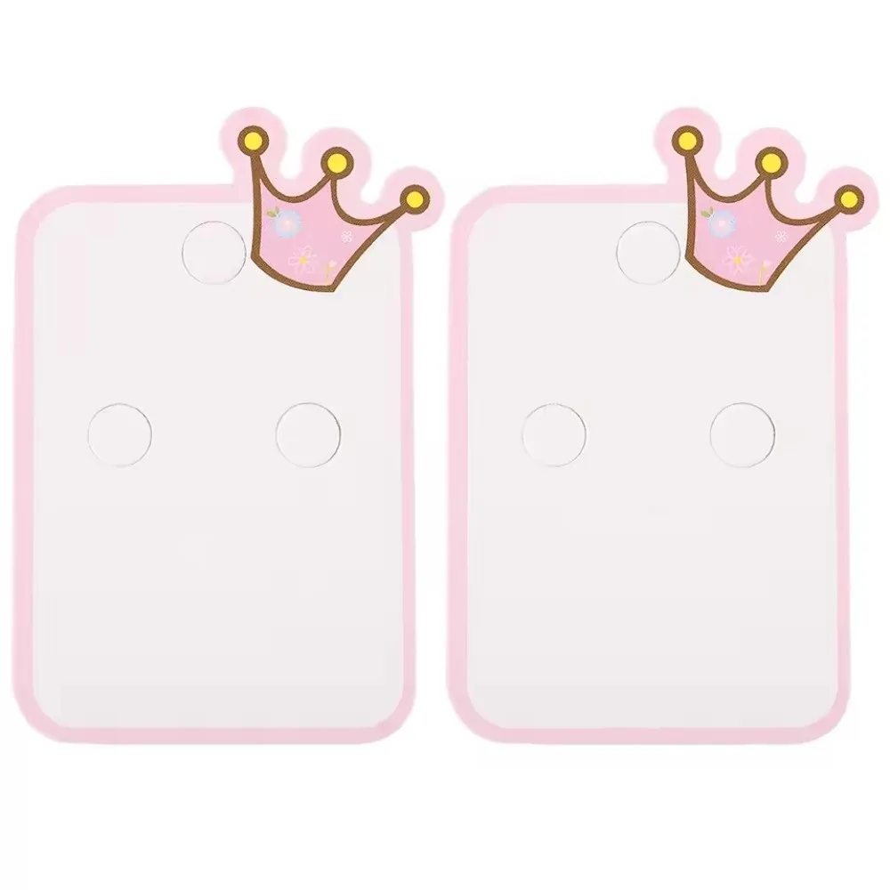 100Pcs Creative Cute Crown Bow Packing Paper Cards DIY Pink Price Tags Hair Accessories Holder Hair Clip Jewelry Display Tags