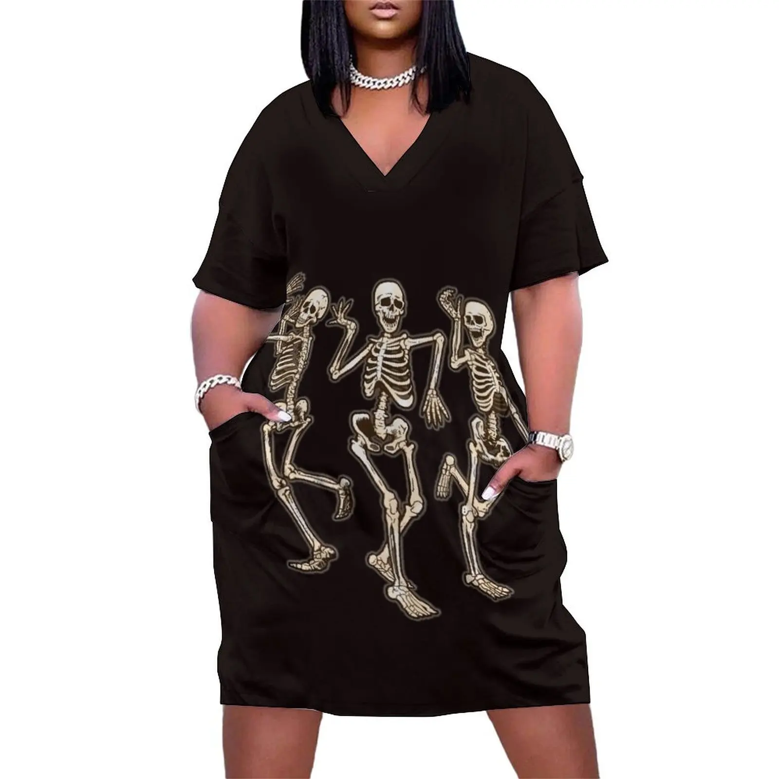 

Dancing Skeletons Loose Pocket Dress prom dress 2024 women"s clothing korea stylish dresses for women 2024 Clothing