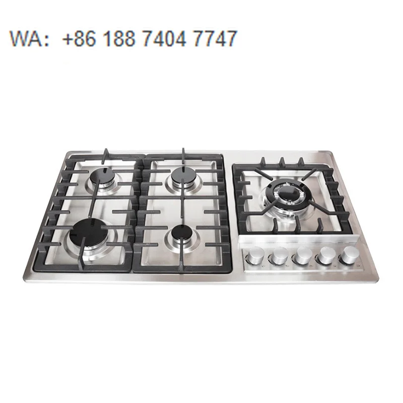 

5 Zone Gas Hob, Stainless Steel Body, 5 Control Knobs, Rapid Heating & Even Cooking, Ideal for Busy Home Cooks