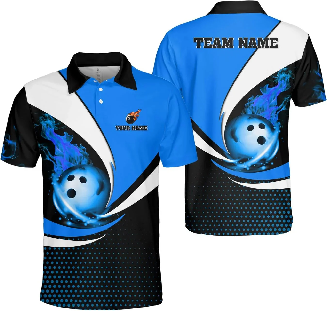 Personalized Name Red Bowling And Pins Flame Thunder Pattern 3D Printed Men's Polo Shirt Summer Unisex Casual Polo shirt WK278