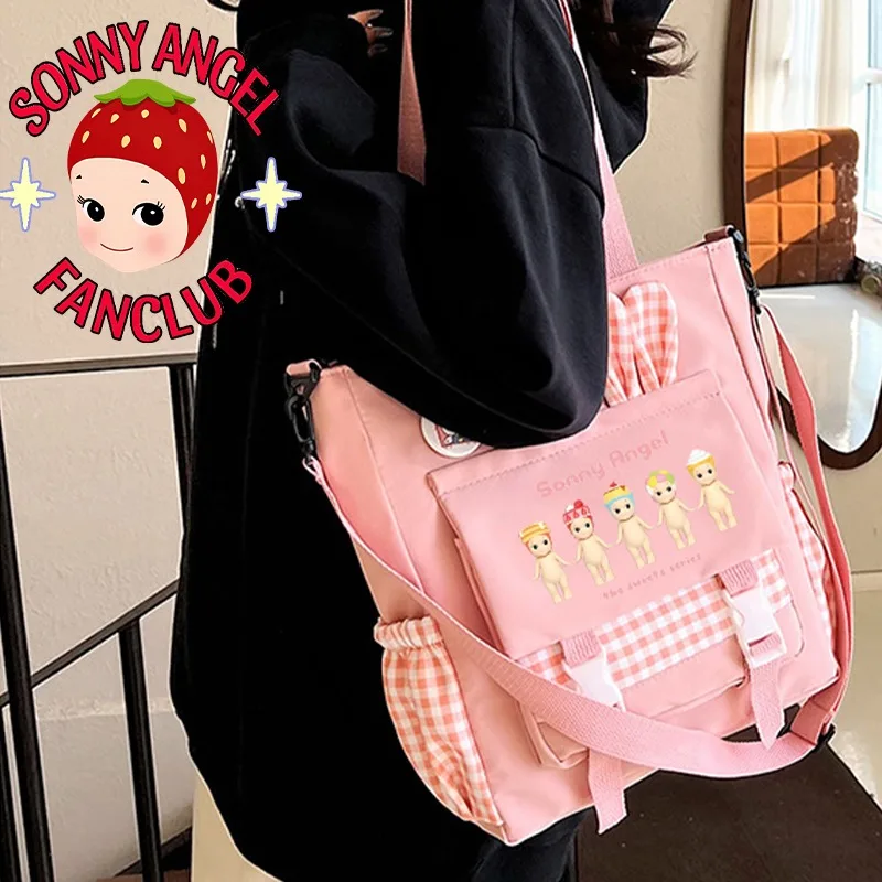 Sonny Angel Cute Crossbody Bags Girls Large Capacity Student Tote Bag Canvas Commuter Women Handbag Outdoor Leisure Ins Y2k Gift