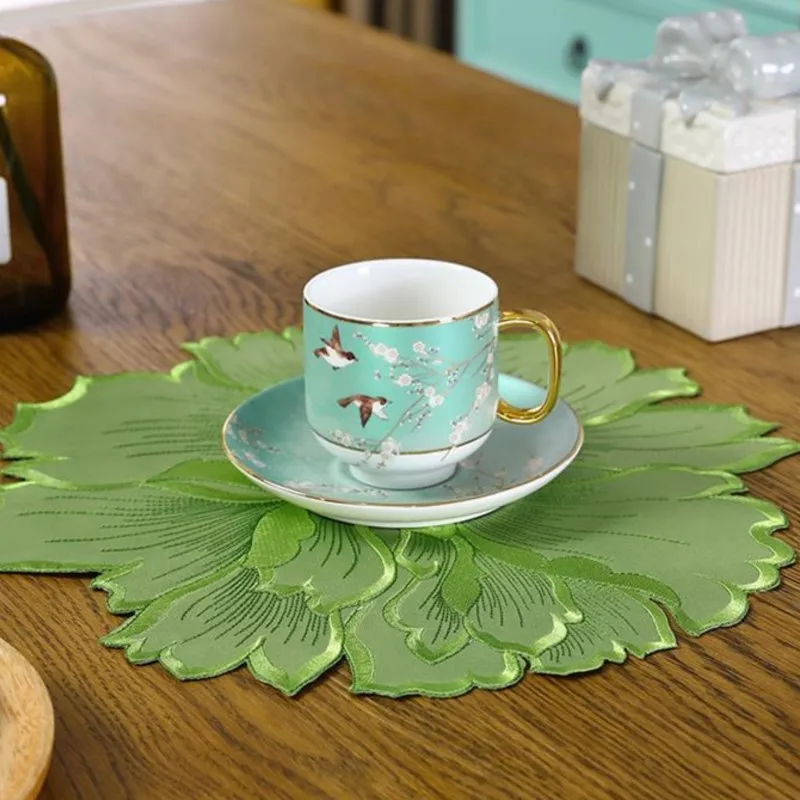 4 قطعة 2026 النمط الصيني الفاوانيا رائعة المطرزة تحديد الموقع مقاومة للحرارة المضادة للحرق طبق مزخرف حصيرة الشرقية ديكور للطاولات #3