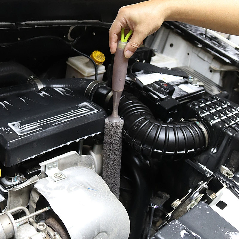 Brosse de lavage de voiture, plumeaux pour le nettoyage des tuyaux de moyeu de roue de moteur, outil de nettoyage automobile robuste à poils souples et extensibles et flexibles