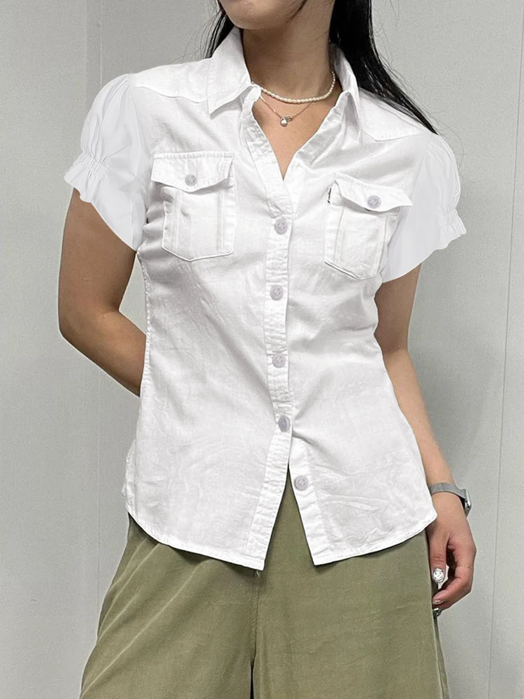 

New Summer Fashion Woman's Shirt,Short Sleeve Shirts,Elegant Shirt,Y2k 2000s Clothes,Casual Shirts For Ladies,Woman's Clothing
