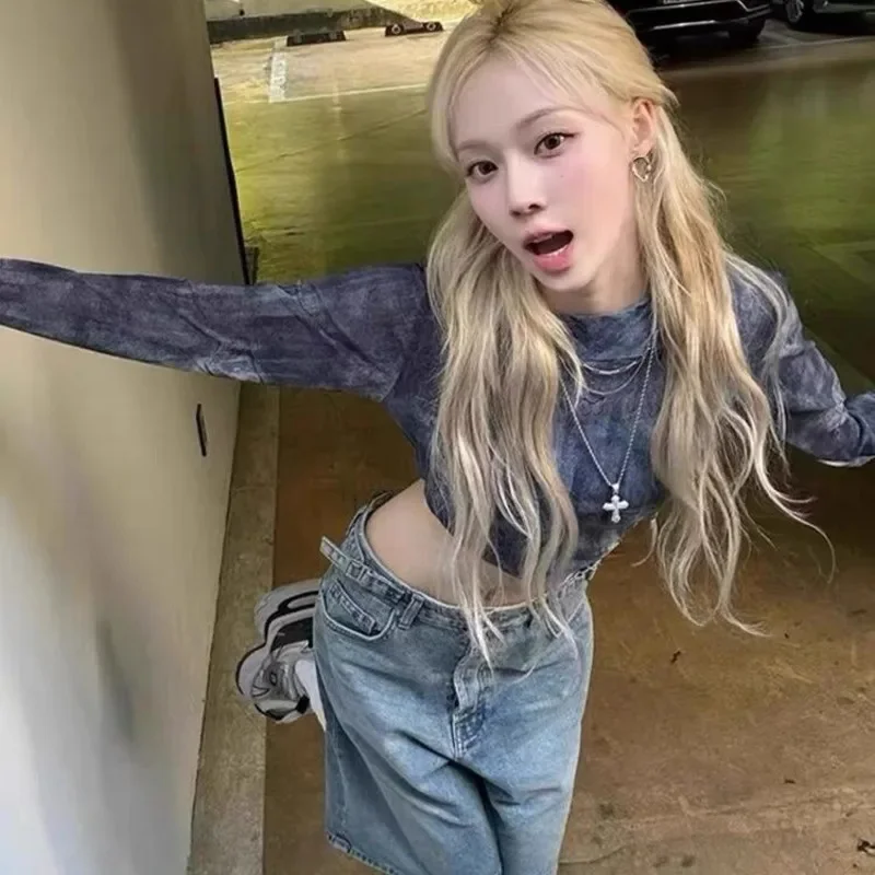 Korean Denim Y2K Hoodie Pants Set Women Star FACB Hoodie Millennium Hooded Thin T-shirt Gold Sun Jacket Style Unisex Suit New