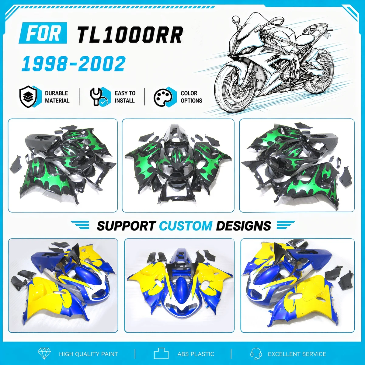 Protector Motorcycle for Suzuki TL1000R TL 1000R 1998-2003 98-03 Aftermarket Custom Style Fairings Cowl