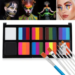 Body Face Painting Kit for Kids Adults,10 Color Face Makeup Palette with Brush,Halloween Carnival Artist Cosplay Art Party