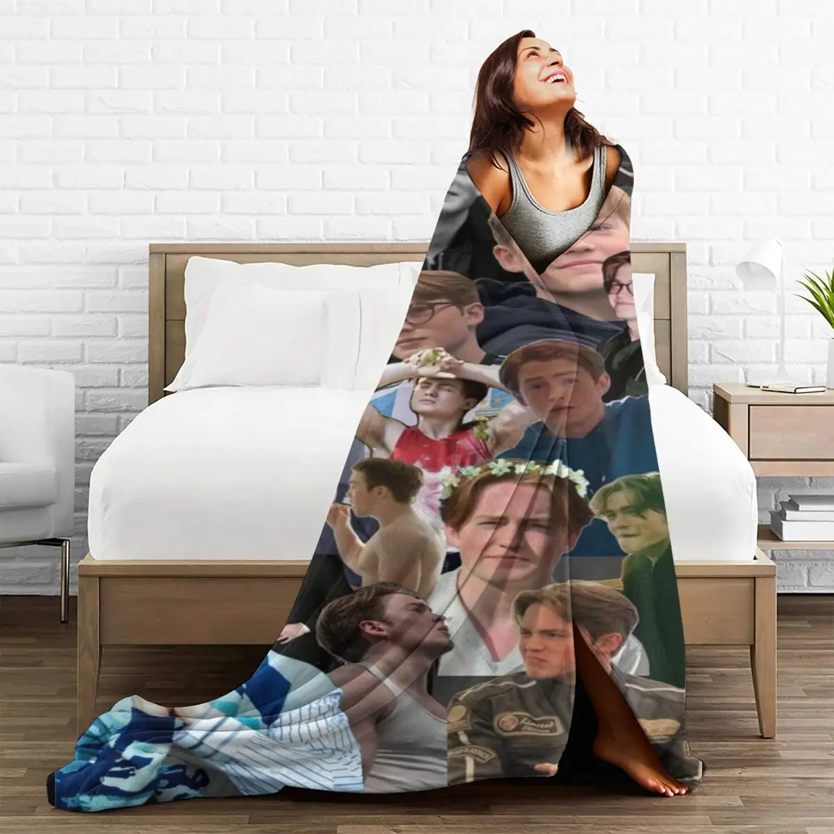 Kit Connor Photo Collage Actor Blankets Fleece Decoration Portable Lightweight Throw Blankets for Home Bedroom Rug Piece