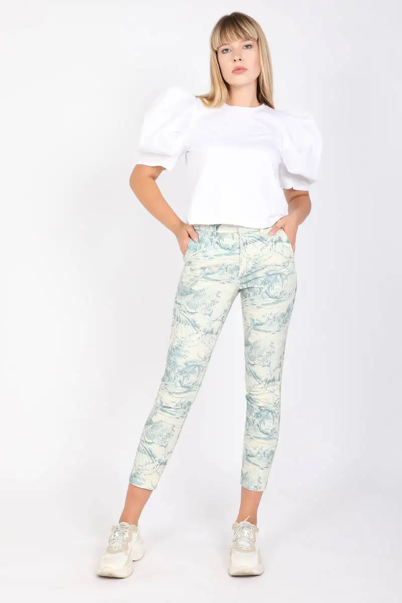 Women Tropical Leaf Print Pants