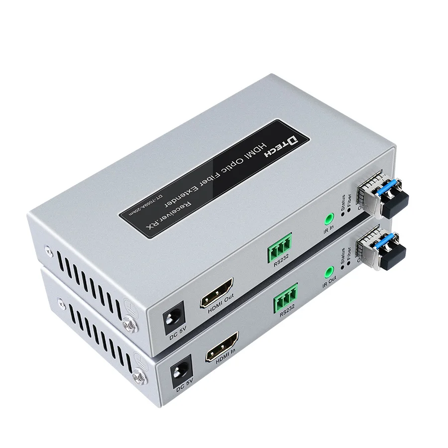 Dtech RS232 Ir Control Audio Video Zender Ontvanger 20Km 4K Hdmi Fiber Extender