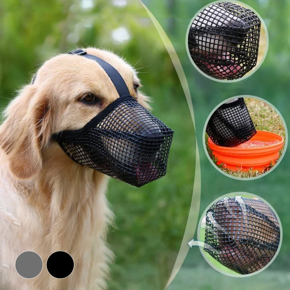 Pet Dog Muzzles Adjustable Breathable Dog Mouth Cover Anti Bark Bite Mesh Nylon Straps Dogs Mouth Muzzle Mask For Dogs