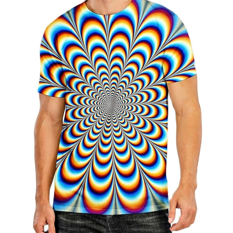 

Men T Shirt Classic Optical Illusion Graphic Short Sleeve Oversized T-shirts Daily Weekend Casual Trend Streetwear Unisex Tops