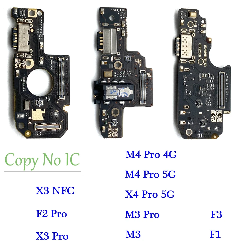 50Pcs，USB Charging Port Micro Dock Connector Board Flex Cable For Xiaomi Poco F5 X3 X4 M4 Pro F4 5G M3 F1 F2 Pro F3 GT C40