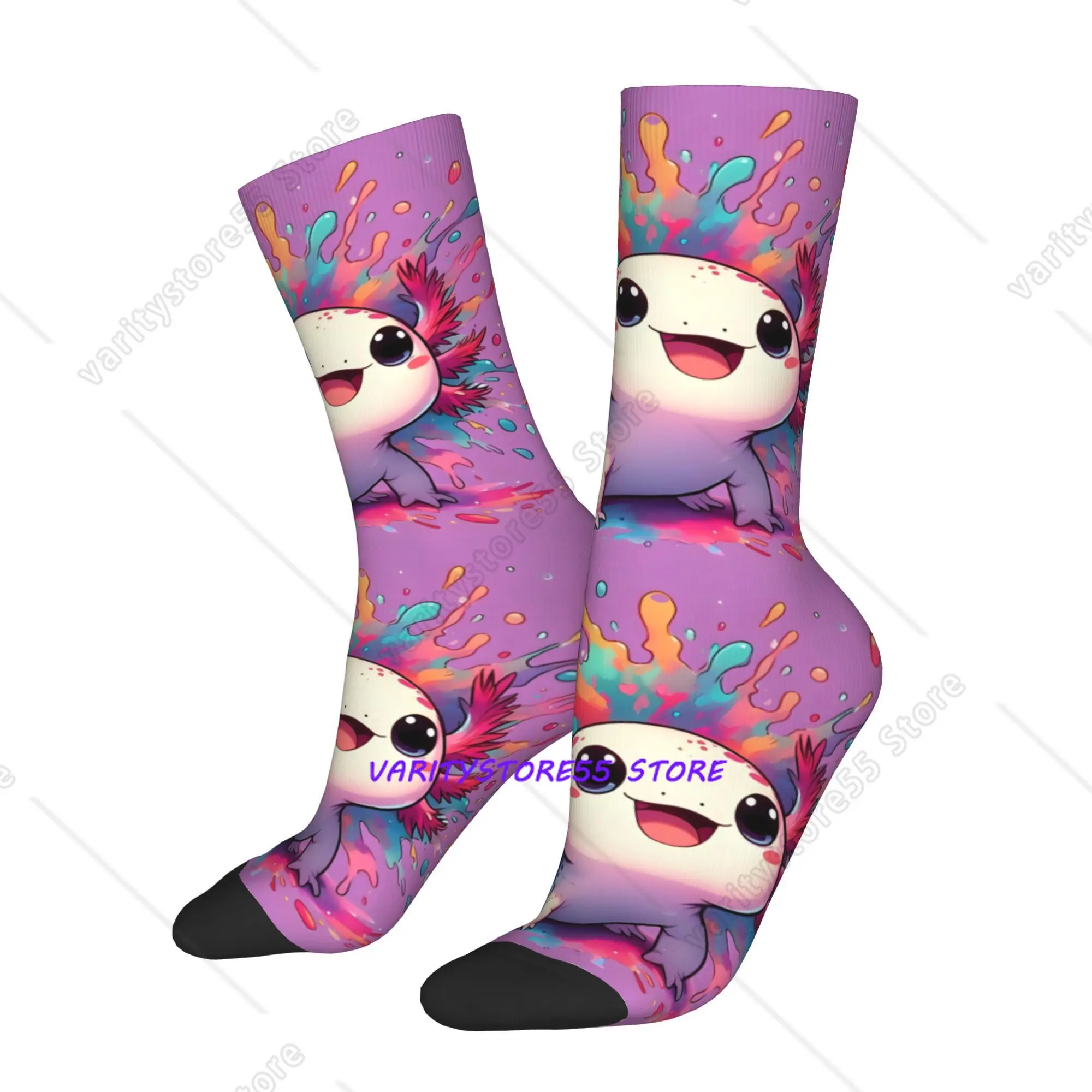 Print Axolotl Kawaii Socks Cycling Four Season Stockings Gift
