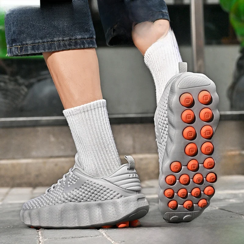 outdoor-sports-sandals-men's-running-shoes-massage-acupoints-foot-bottom-thick-bottom-net-face-breathable-unisex-slippers