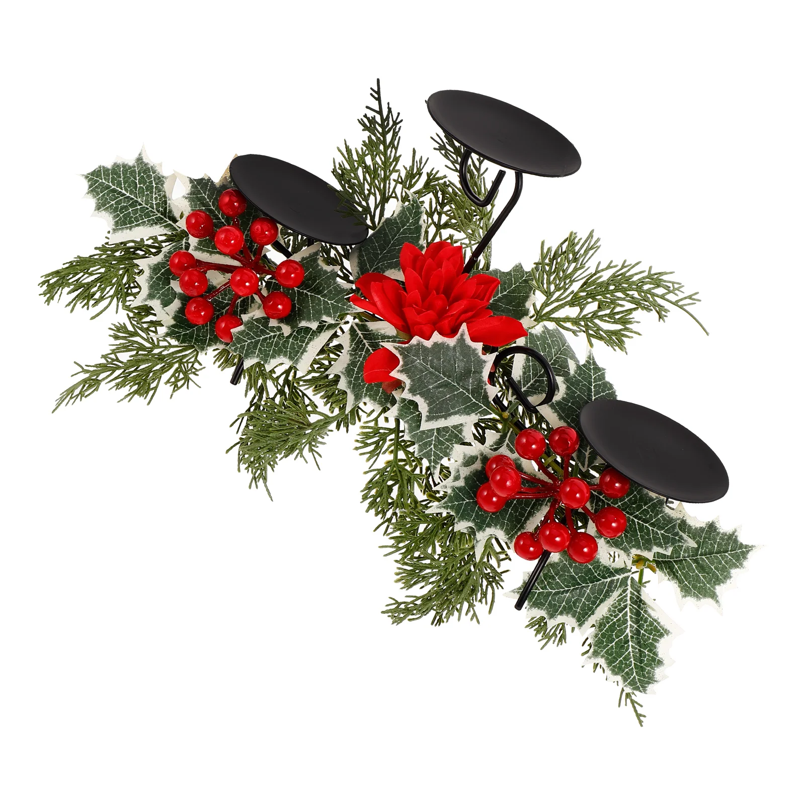 

Christmas Holder Poinsettia Design Vintage Iron Tabletop Decor For Home Wedding Party Centerpiece
