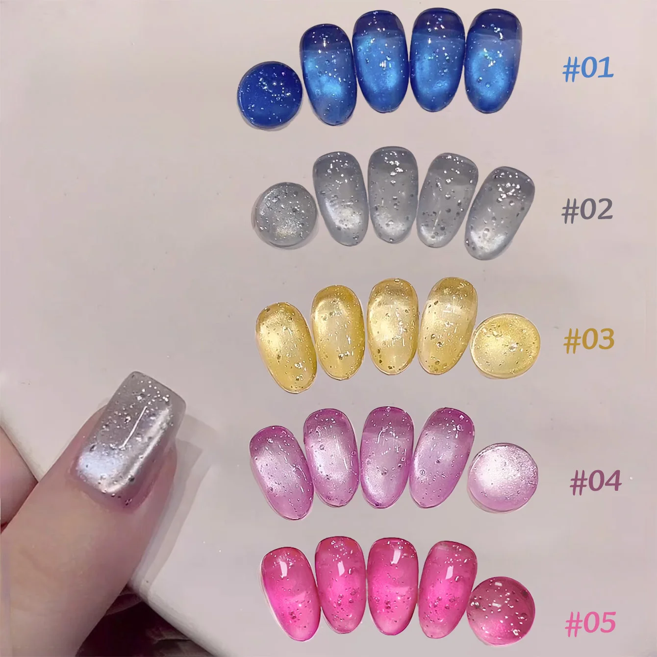 1pcs SHAKA Bubble Water Glass Bead Cat's Eye Gel Nail Polish Ice Penetration Flash With Bubble Whitening Versatile Nail Supplies