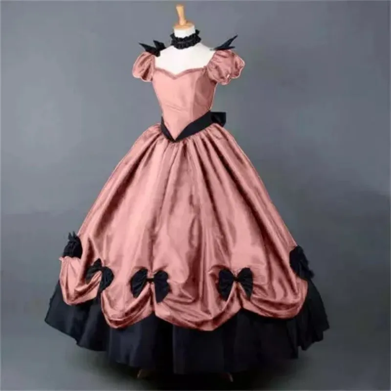 

Pink Medieval Victorian Evening Dress Vintage Gothic Costume Halloween customized