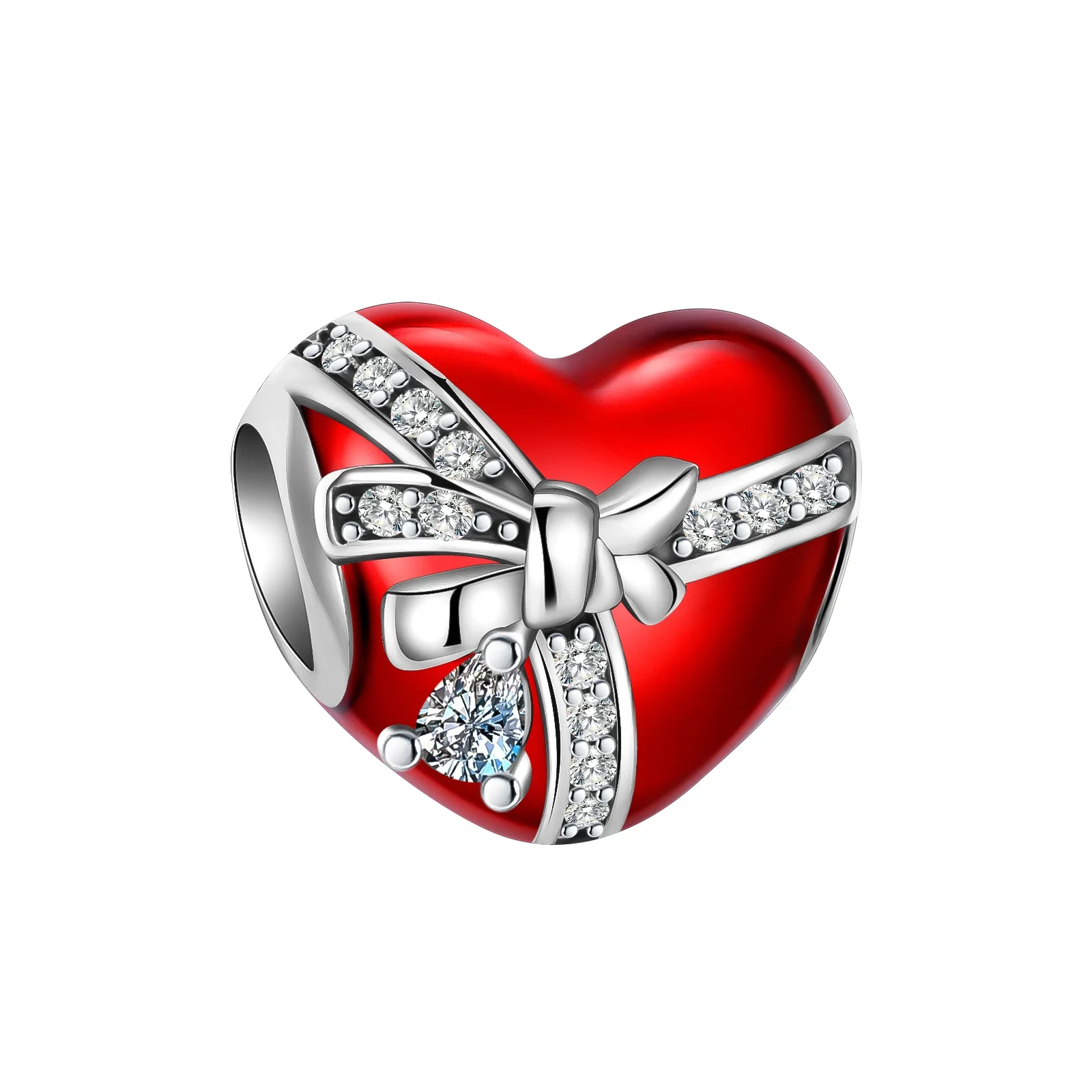 925 Sterling Silver Red Color Series Heart Shape Charms Beads Fit  925 Original Bracelets Lucky Jewelry Making Gifts