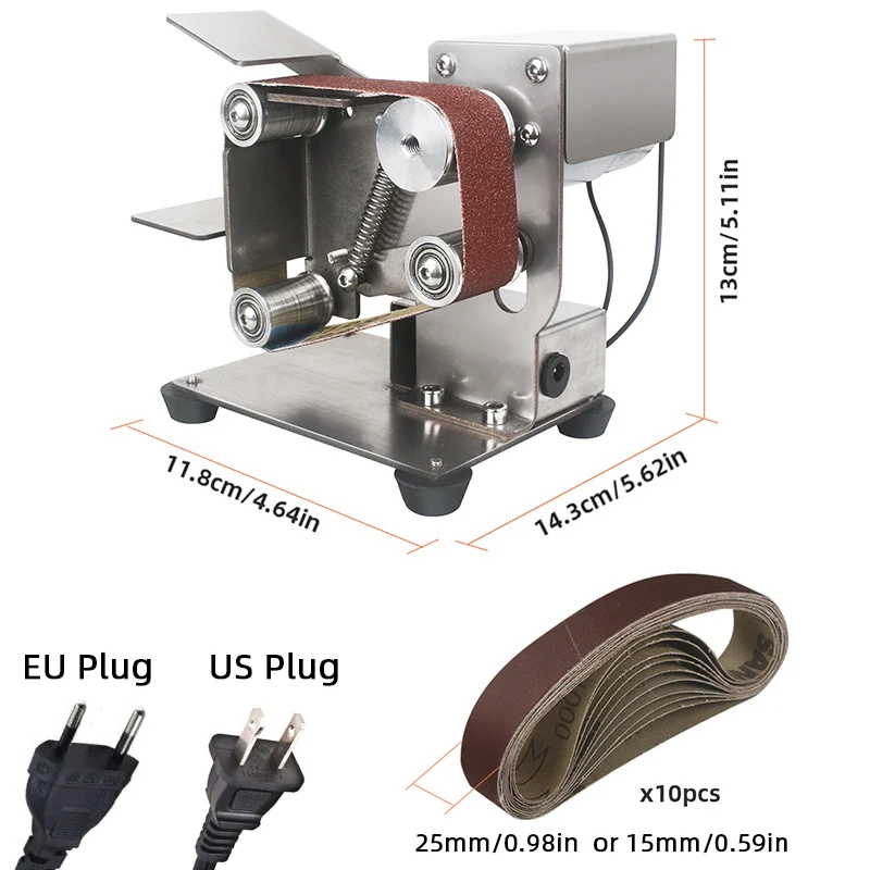 Stepless Speed Belt Sander, Polimento Moagem, Mini Grinder, Sharpening Machine, Polonês Ferramenta, DIY, 110V, 220V, Novo