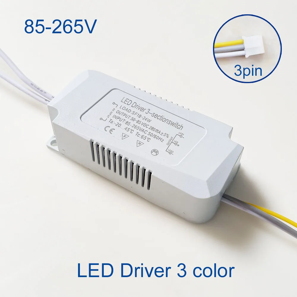 AC85-265V LED Driver Adapter For LED Lighting 18-24W 25-36-50W 100-120-150W Transformer For 3color LED Ceiling Light Replacement