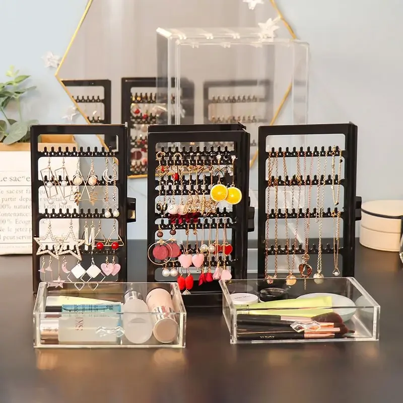 Plastic Drawer Jewelry Box Storage Earrings Jewelry Boxes Organizer Women Necklace Bracelet Transparent Display Stand Accessory